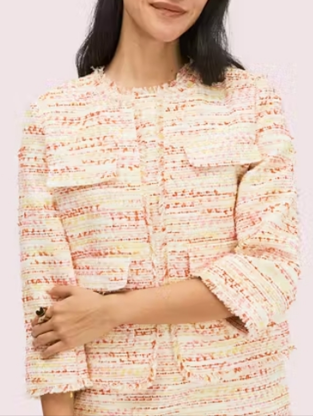 kate spade Tweed Multicolor Cropped Open Front Jacket Blazer